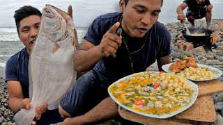 Preparamos un TIRADITO de PESCADO (lenguado) con su rico CHICHARRÓN a leña - Cocina en playa