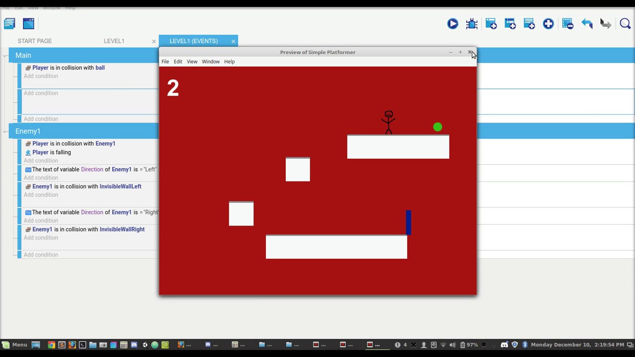 GDevelop 5 - How to make a platform game - Part 3 - YouTube