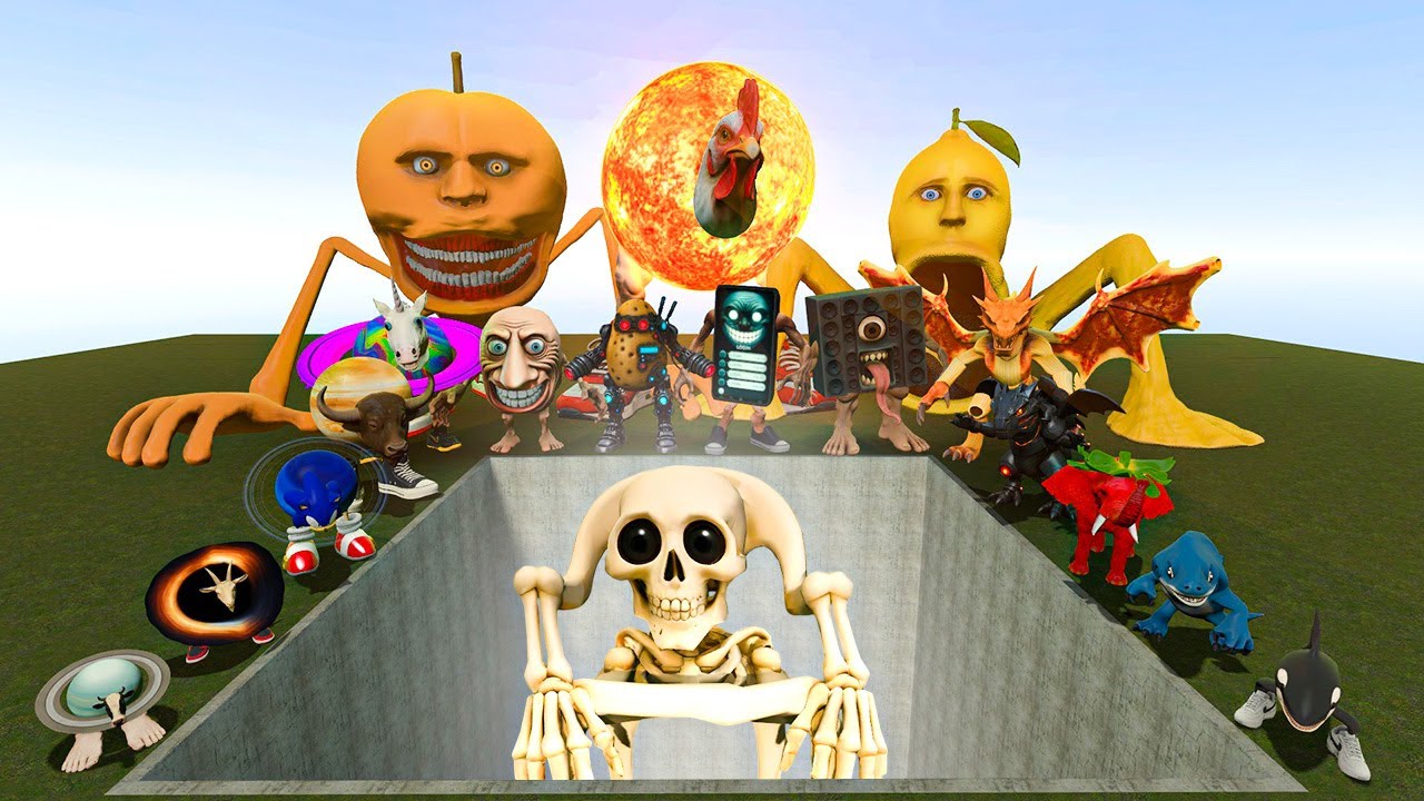 AI Brainrot Memes vs Skeleton Karkerkar Kurkur Bosses in Giant Pit – Gmod Chaos