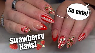 Watch Me Work! Strawberry Summer Nail Art Tutorial + Acrylic Color Change