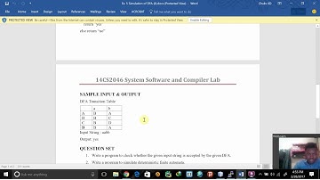 Compiler Ex. No. 5 :SIMULATION OF DETERMINISTIC FINITE AUTOMATA
