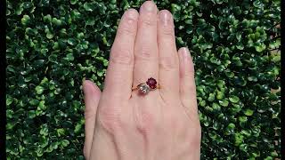A fine ruby and diamond two stone diamond ring