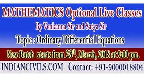 New batch starts from today for mathematics optional topic: ODE by Satya Sir