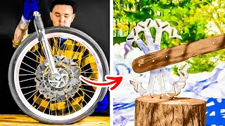 I MADE AXE FROM THE WHEEL || How to Turn Old Trash into New cool Things