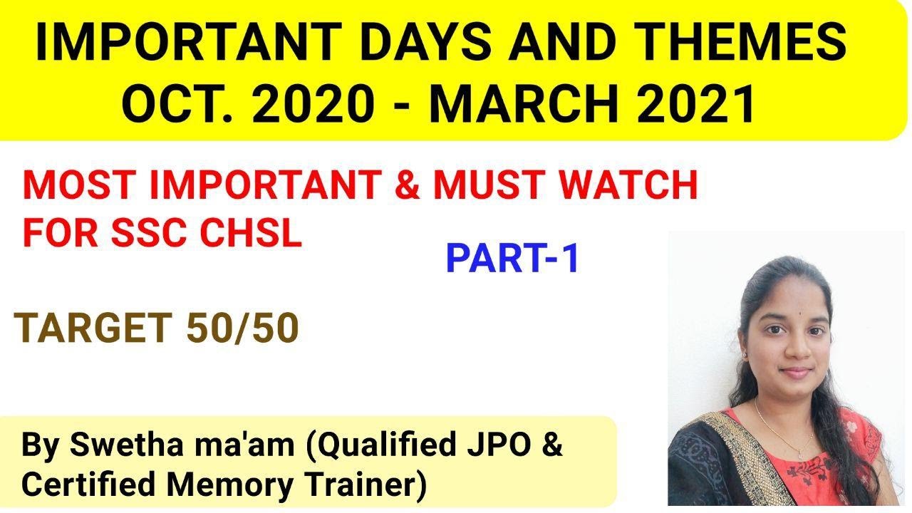 Important days and themes 2021/Important Days Trick/2021 Days and Themes/static gk/ssc chsl gk 2021