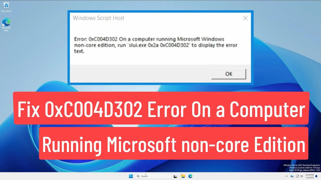 Fix 0xC004D302 Error (On a computer running Microsoft