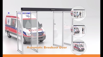 Break out automatic sliding door, emergency escape route
