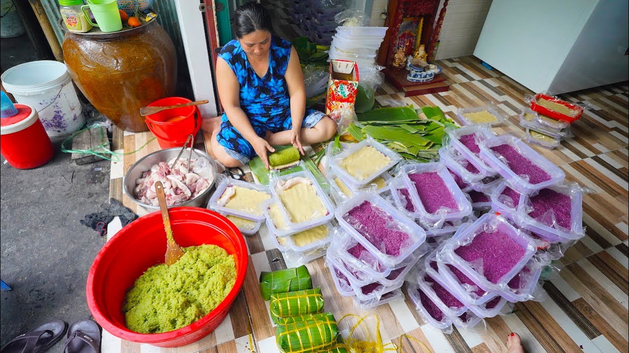 Bật mí quy trình gói đòn bánh tét kỳ công nhất miền tây, trải qua 2 lần sên và thêm 2 lần hấp nấu