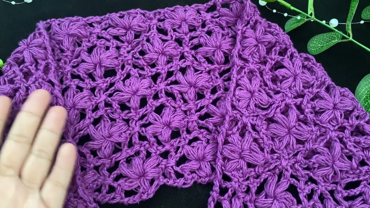 Mẫu khăn quàng hoạ tiết hoa nổi #scarf #elegantlook #romantic #crochet #knitting #handmade #diy