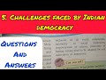 10th Std - Civics - Chapter 5 Challenges faced by Indian democracy questions answers exercise - ssc