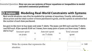 Algebra 2 Modeling with Linear Systems