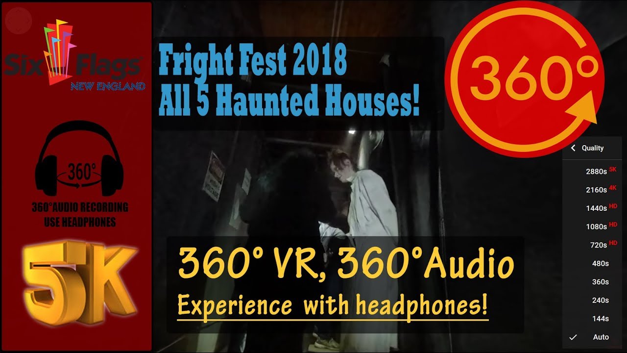 Fright Fest 2018 Haunted Houses Immersive VR - Six Flags New England [5K 360]