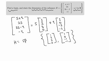 Linear Algebra: finding a basis and dimension of a subspace example