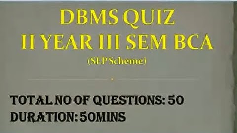BCA | Database Management System |DBMS-LIVE-QUIZ 2025