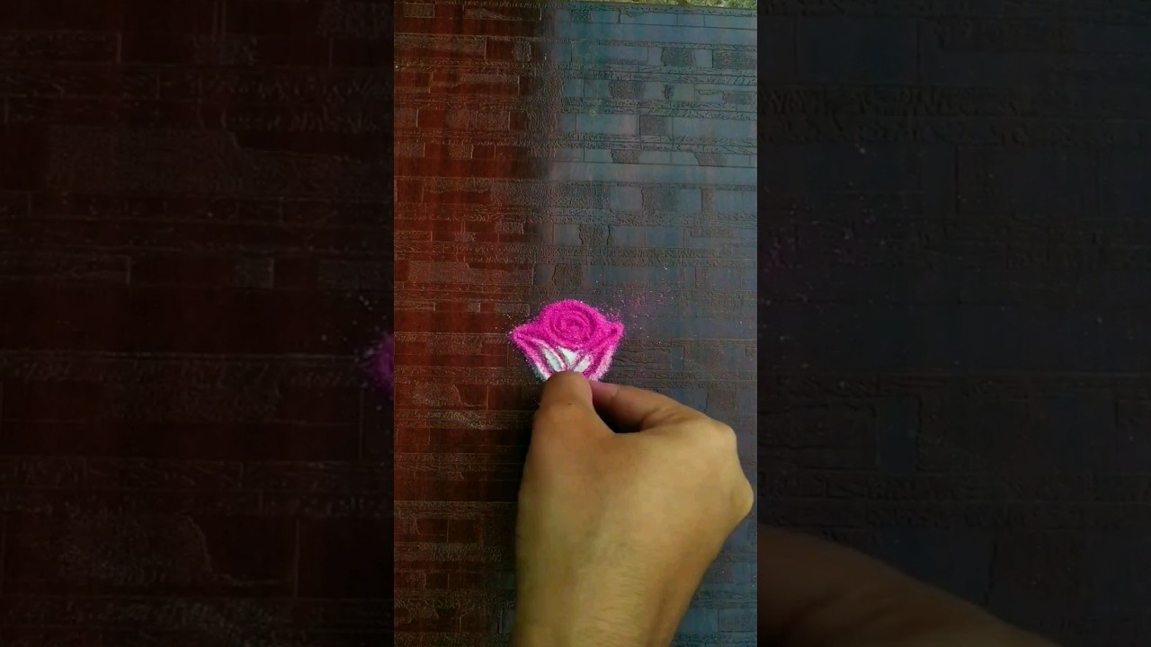 || how to make rose with rangoli || 