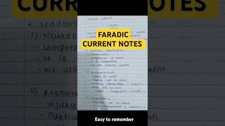 Faradic Current Notes #physiotherapy #medicalstudent #medschool #electrotherapy #notes