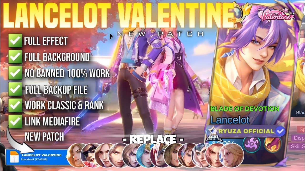 NEW Script Skin Lancelot Valentine - Blade Of Devotion No Password | Full Effect Voice Patch Terbaru