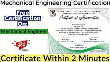 Mechanical engineer Quiz Certificate | Mechanical engineering Course | Free Certificate | Mar Points