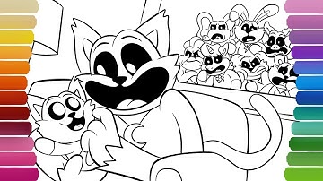 CATNAP HAS KITTENS Coloring Pages / How to Color SMILING CRITTERS