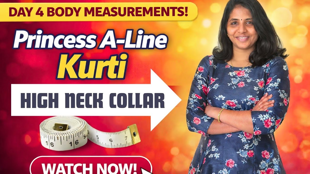 A-Line Princess Cut Kurti Drafting & Cutting | High Neck Design | Day 4 Part 2