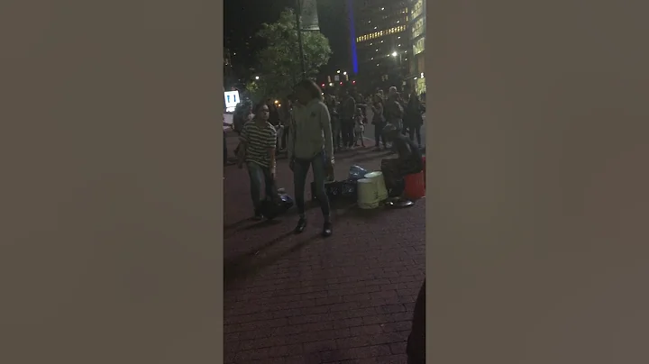 Street Performer Plays Homemade Drums