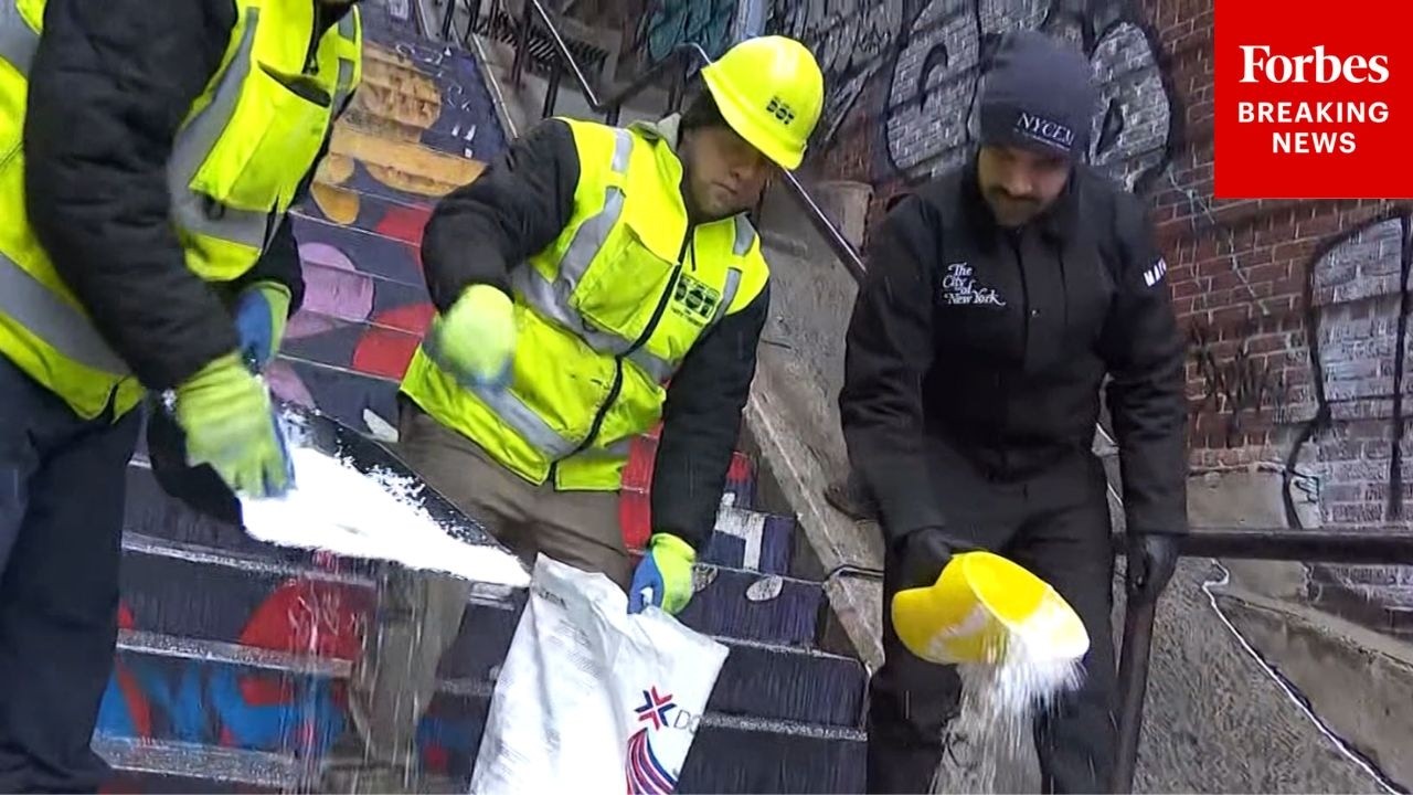 NYC Mayor Zohran Mamdani Spreads Salt On City Sidewalks Ahead Of Severe Winter Storm