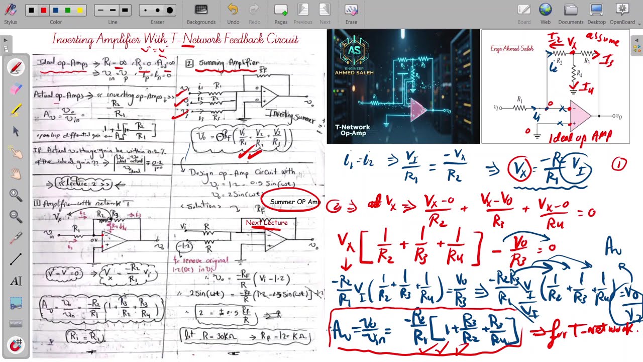 Lecture 3: Inverting Amplifier with T-Network Feedback | كورس Operational Amplifier