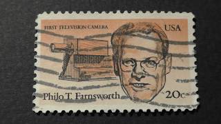 Postage stamp. USA. U.S.Postage. First Television Camera. Philo T.Farnsworth. Price 20 cents