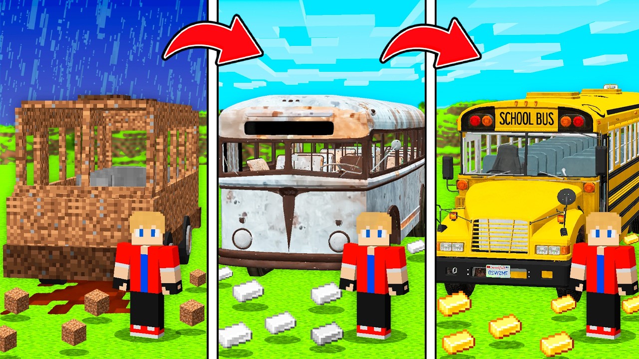 Evolui de ÔNIBUS FEIO até ÔNIBUS DA VIDA REAL no Minecraft!