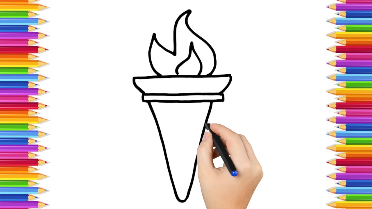 How To Draw cute   Torch Drawing, Painting & Coloring For Kids and Toddlers_ Child Art 🐋🌈🎨