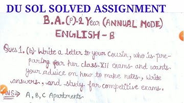 DU SOL SOLVED ASSIGNMENT B. A. Programme 2nd year ( ENGLISH -B)