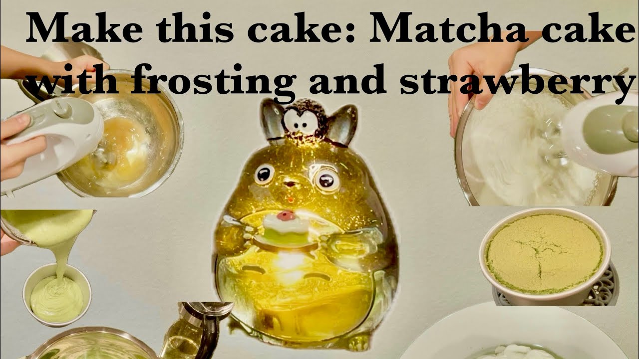 Make this cake: Matcha cake with frosting and strawberry