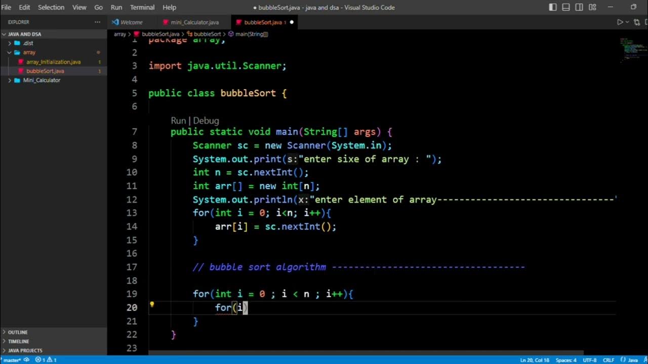 Bubble sort algorithm optimized approach in java dsa 