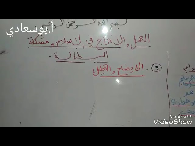 ملخصات الشريعة للبكالوريا*العمل والانتاج في الاسلام ومشكلة البطالة*