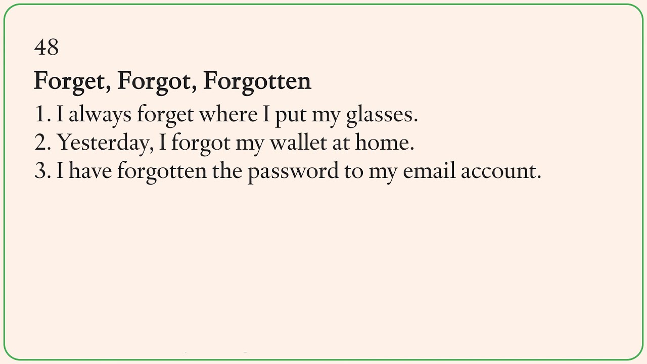 How to Pronounce Forget forgot forgotten (Irregular Verb) 