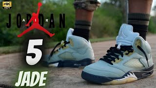 نظرة مبكرة!! JORDAN 5 JADE HORIZON مراجعة تفصيلية وعلى الأقدام مع مقايضات دانتيل!!