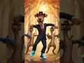 Brownie Dog dancing with dragons in the Autumn Leaves