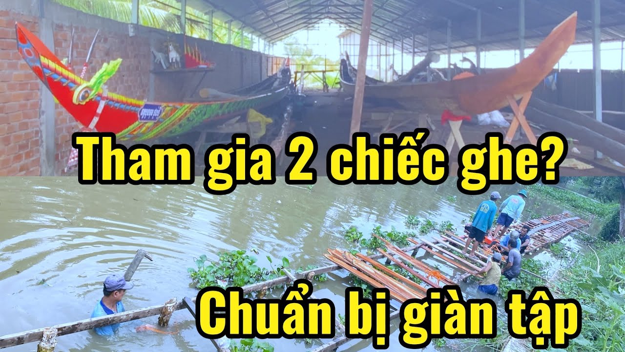Đội ghe ngo Buôl Mum Lộ Mới chuẩn bị giàn cho vận động viên tập luyện
