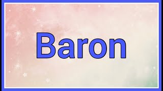 Baron | Name Origin Meaning Variations