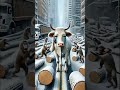 Beautiful story of hardworking cow and monkey #shorts #animals #trendingshorts  #ytshorts #viral #ai