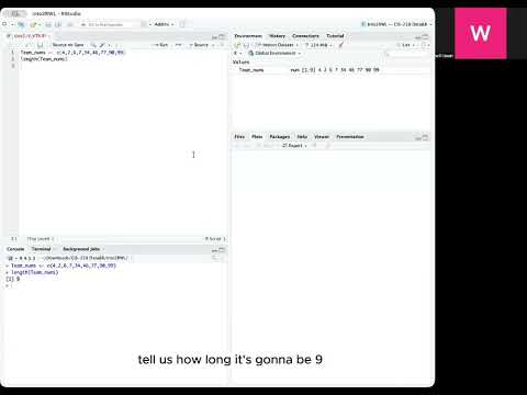 Intro to Vectors/lists: In RStudio