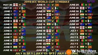 ICC WORLD CUP 2019 TIME TABLE.😎😎😎