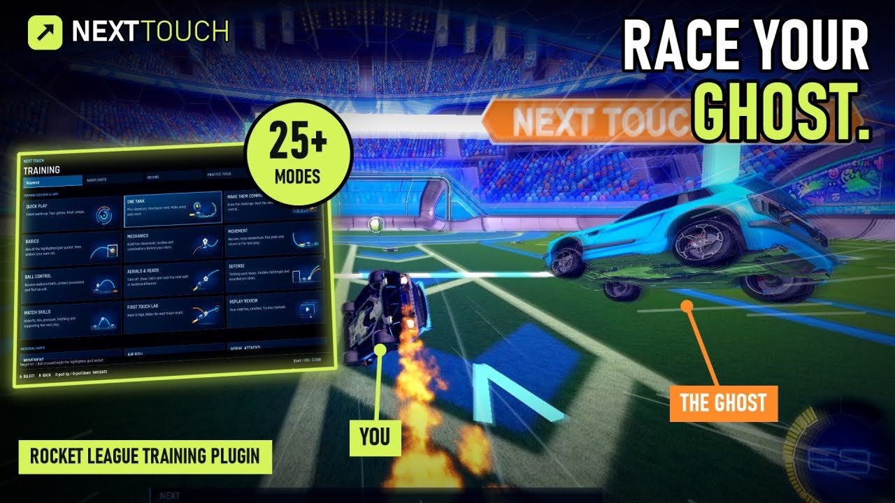 Next Touch training in Rocket League: racing a ghost