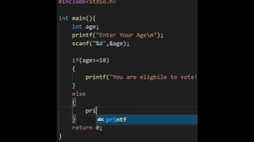 C Program to Check You Are Eligible to Vote ? | #coding #programming #shorts