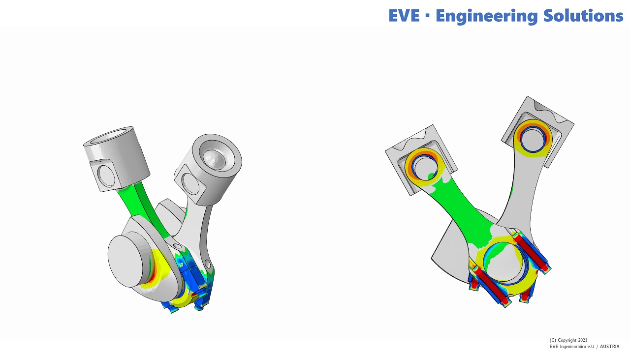 FEM Static) Large V2 Engine Crankshaft, Connecting Rod