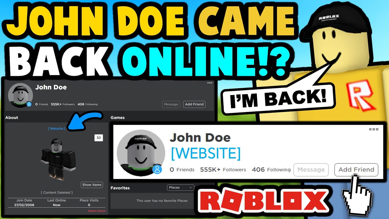 John Doe Came Back Online Today To Do This Roblox Youtube - roblox last online website