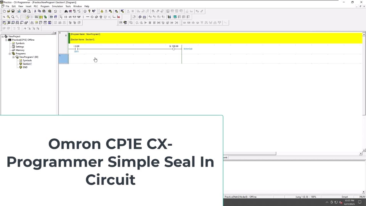 Omron CP1E CX Programmer Simple Seal In Circuit - YouTube