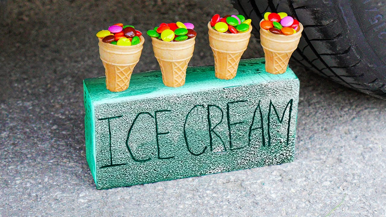 Автомобиль против эксперимента с пеной для мороженого | Раздавливание хрустящих и мягких вещей на ма