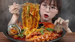 ASMR SPICY SEAFOOD NOODLE SOUP🍜 (JJAMPPONG ) | COOKING & MUKBANG | EATING SOUNDS