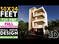 30x24 Feet Small House Design With Two Bedroom Each Floor || Plan#23